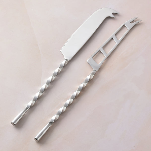Spiral Drop Soft Cheese & Traditional Cheese Knife 2 Pcs. Set