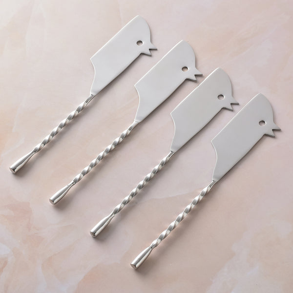 Spiral Drop Rectangular Ratoncito Cheese Knife 4 Pcs. Set