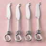 Polished Gilded Helical Mini Cheese Knife Set – 4 Piece Stainless Steel Knives for kids
