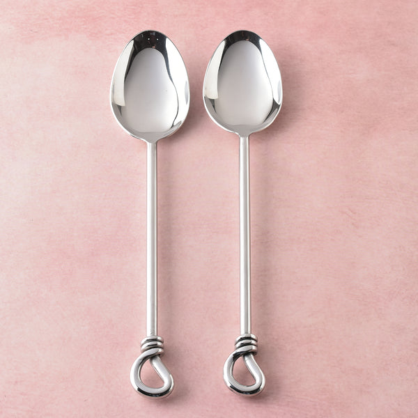 Gilded Helical Polished Serving Spoons 2 Pcs. Set