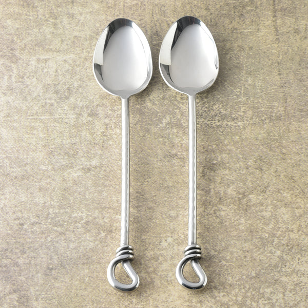 Gilded Helical Hammered Serving Spoons 2 Pcs. Set