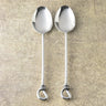 Gilded Helical Hammered Serving Spoons Set – 2 Piece Stainless Steel Serving Spoons