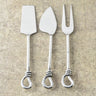 Gilded Helical Hammered Cheese Accessories Set – 3 Piece Stainless Steel Cheese Tools (Parmesan Knife, Plane & Fork)