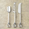 Gilded Helical Hammered Cheese Serving Set – 3 Piece Stainless Steel Traditional Knife, Soft Knife & Stilton Scoop