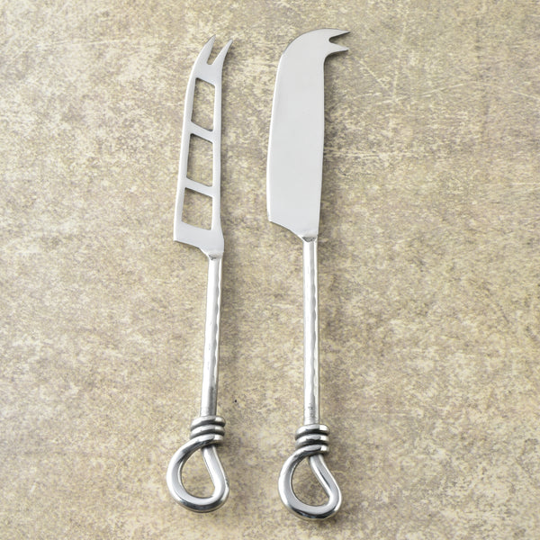 Gilded Helical Hammered Traditional Cheese Knife 2 Pcs. Set