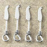 Gilded Helical Hammered Mini Cheese Knife Set – 4 Piece Stainless Steel Traditional Cheese Knives