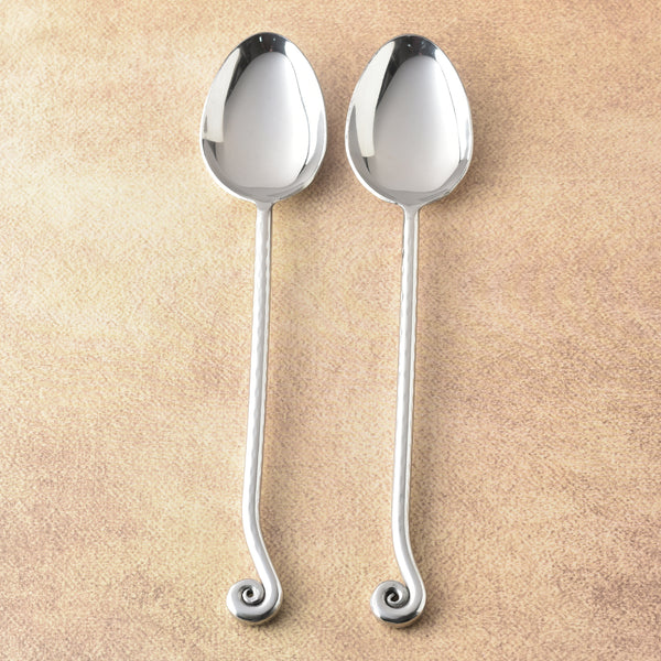 Whorl Hammered Serving Spoons 2 Pcs. Set