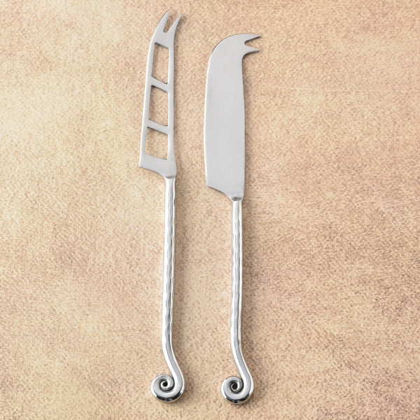 Whorl Hammered Traditional Cheese Knife 2 Pcs. Set