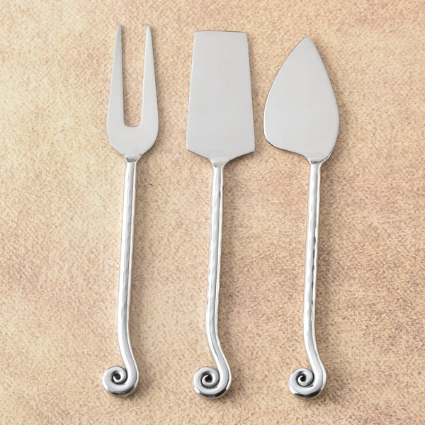 Whorl Hammered Cheese Accessories 3 Pcs. Set