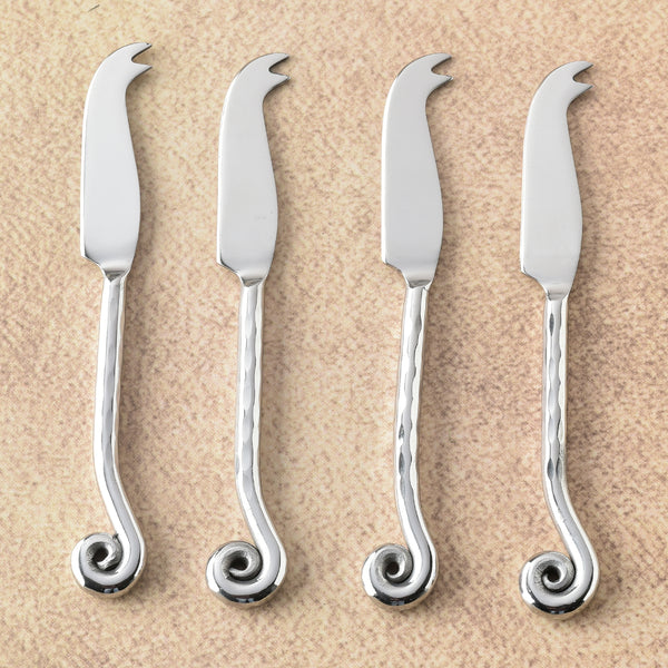 Whorl Hammered Traditional Mini/Kids Cheese Knife 4 Pcs. Set