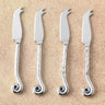 Whorl Hammered Mini Cheese Knife Set – 4 Piece Stainless Steel Traditional Cheese Knives for Cheese Board & Serving Use