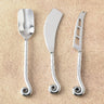 Whorl Hammered Mini Cheese Tool Set – 3 Piece Stainless Steel Curved Knife, Soft Cheese Knife & Stilton Scoop